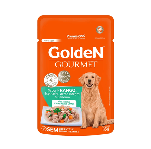 Ração Úmida Golden Gourmet para Cães Adultos de Porte Médio e Grande Sabor Frango 85g
