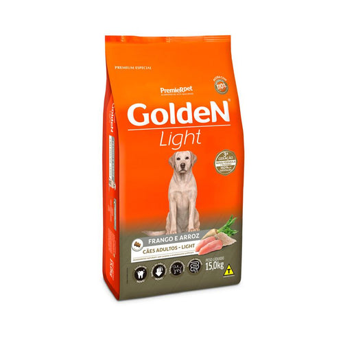 Ração Golden Fórmula Light Sabor Frango e Arroz para Cães Adultos - 15 kg - Petily
