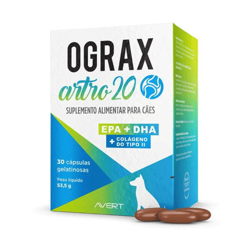 Suplemento Alimentar Avert Ograx Artro 20 para Cães - 30 cáps.