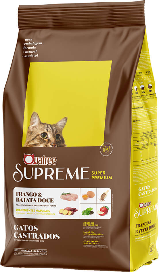 Ração Quatree Supreme Gatos Castrados Sabor Frango e Batata Doce - 10 kg