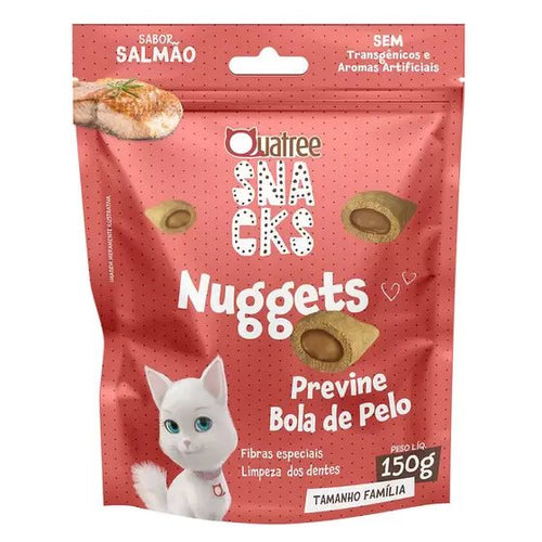 Snack Quatree Nuggets Para Gatos Bola de Pelo Sabor Salmão 150g