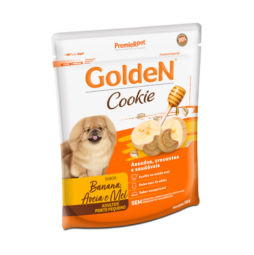 Biscoito Golden Cookie Cães Adultos Porte Pequeno Sabor Banana com Aveia e Mel - 350g