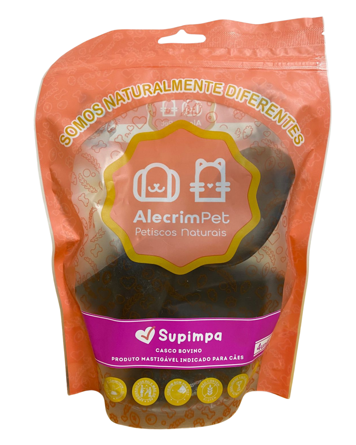 Mordedor Natural Supimpa - Casco bovino (Pacote 4 unidades)