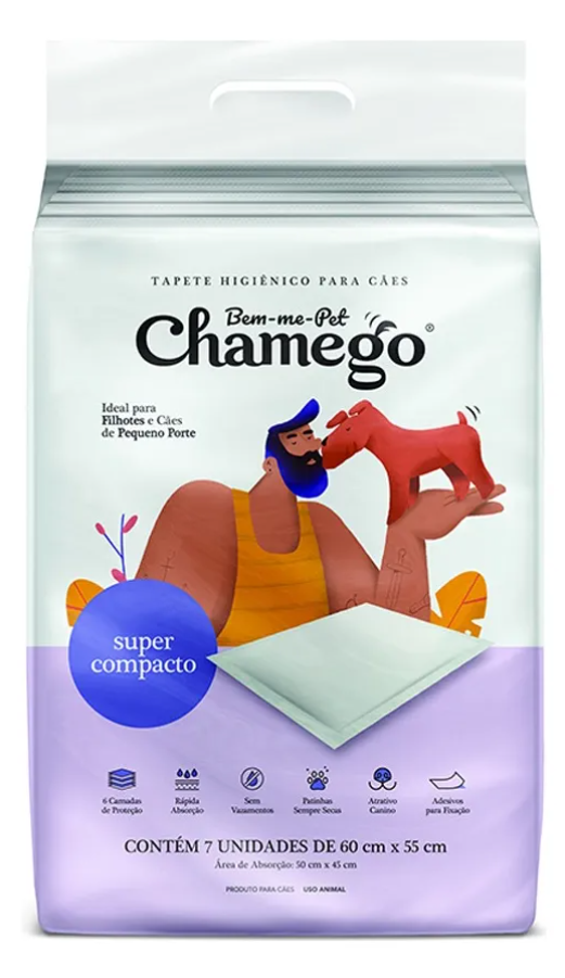 Tapete Higiênico Chamego 60x55cm – 7 Unidades | Compacto Pequeno