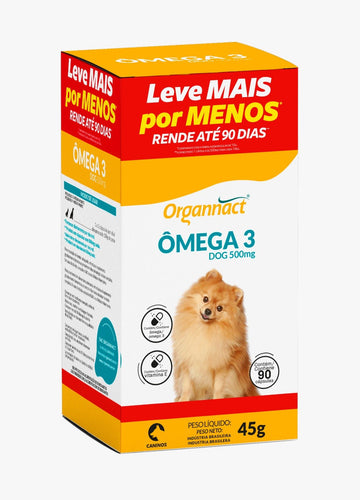 Suplemento Ômega 3 Dog 500mg Organnact 45g - 90 Cápsulas (Leve mais por menos)