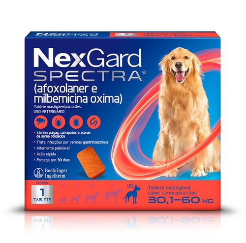 Antipulgas e Carrapatos NexGard Spectra para Cães de 30,1 a 60kg - 3 comprimidos