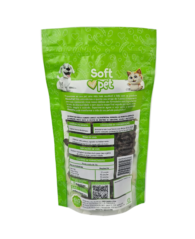 Soft Pet (Pulmão Bovino) Petisco Natural para Cães e Gatos - 50g