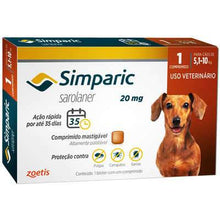 Carregar imagem no visualizador da galeria, Antipulgas Simparic 20 mg para cães 5,1 a 10 kg - Zoetis - 1 comprimido