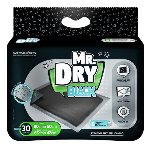 Tapete Higiênico Mr Dry BLACK 80x60 para Cães - 30 unidades