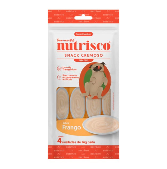 Snack Nutrisco Cremosos para CÃES Adultos Sabor Frango 56g - Pacote 4 unidades