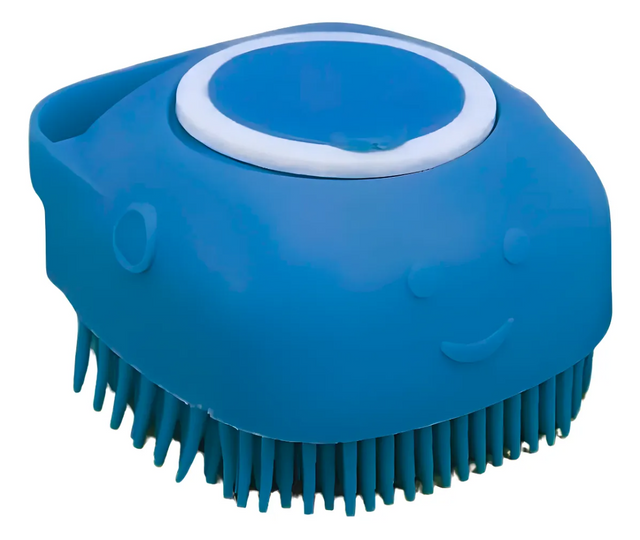 Escova Porta Shampoo Cerdas Macias para Cães e Gatos Chalesco Azul