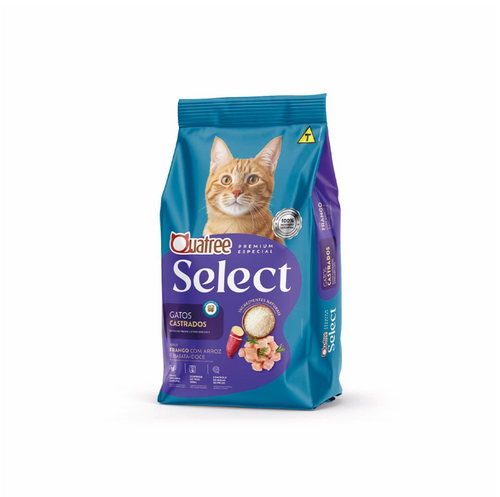 Ração Quatree Select para Gatos Castrados Sabor Frango