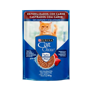 Ração Úmida Purina Cat Chow para Gatos Adultos Castrados Sabor Carne - 85 g