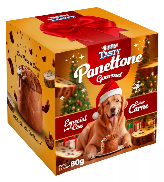 Panettone de Natal para Cachorro sabor Carne Doogs 80g