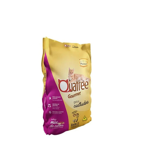 Ração Quatree Gourmet Gatos Castrados Mix de Carnes