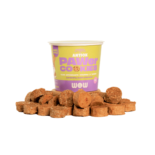 Petisco WOW Pawer Cookies Para Cães Sabor Lombinho, Aveia e Banana 35g