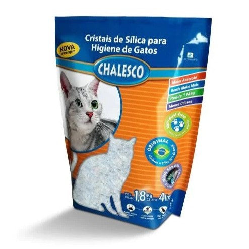 Areia Higiênica Chalesco Sílica Cristal Grossa para Gatos - 1,8kg
