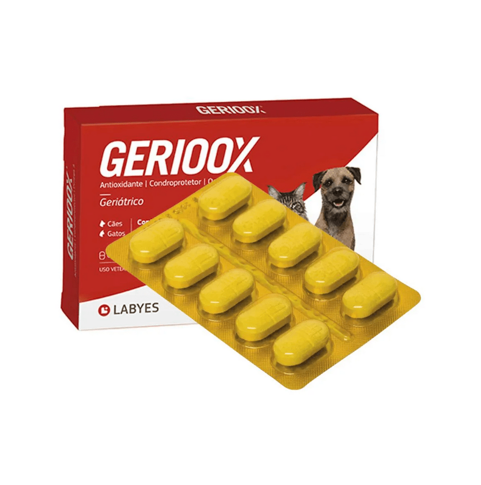 Gerioox Antioxidante Condroprotetor e ômega 3 para Cães e Gatos - 10 comprimidos - CARTELA AVULSA