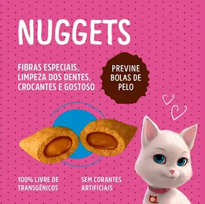Snack Quatree Nuggets para Gatos Adultos Sabor Frango Bola de Pelo - 60g