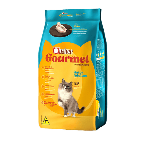 Ração Quatree Gourmet Gatos Adultos Sabor Peixe - 10kg