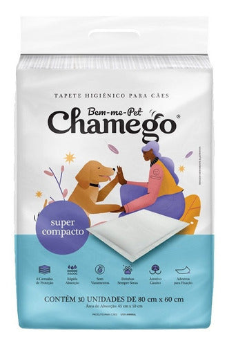 Tapete Higiênico Chamego Compacto 80X60cm - 30 unidades