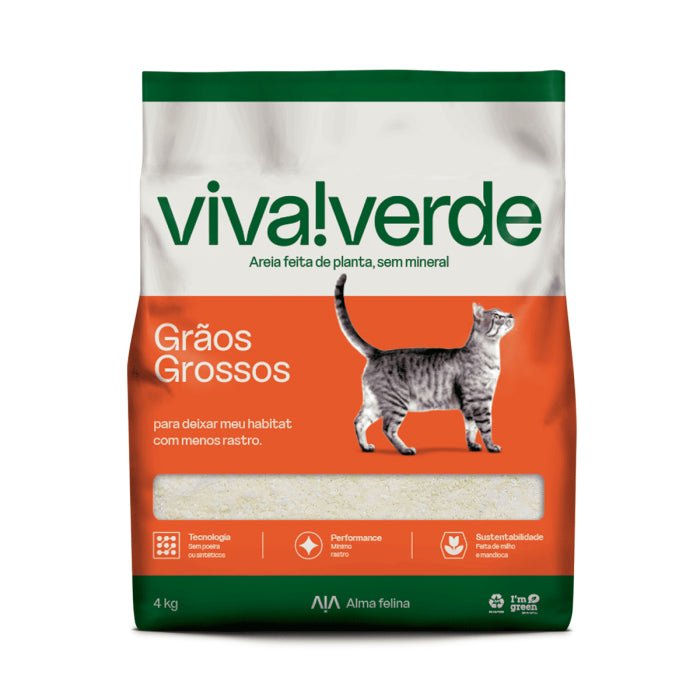 Nova Areia Viva Verde Grãos Grossos Gatos Sem Cheiro - 4kg