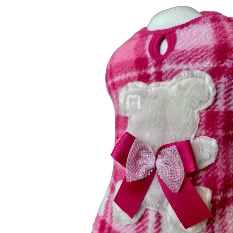 Capa Xadrez Urso Pink