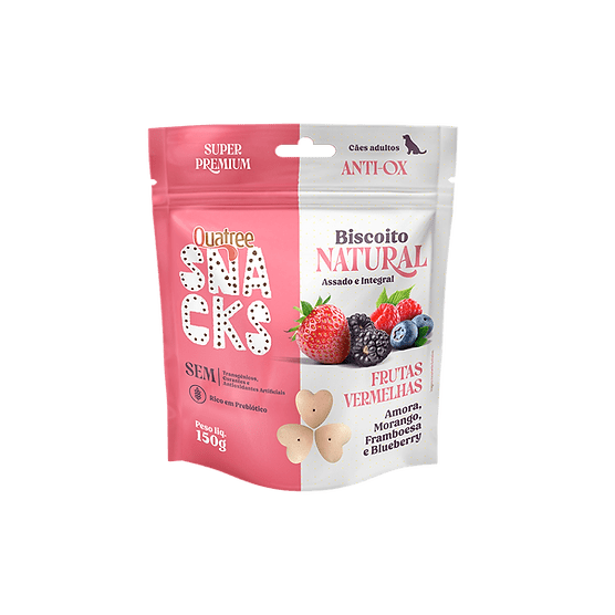 Petisco Quatree Snacks Biscoito Natural Frutas Vermelhas 150g