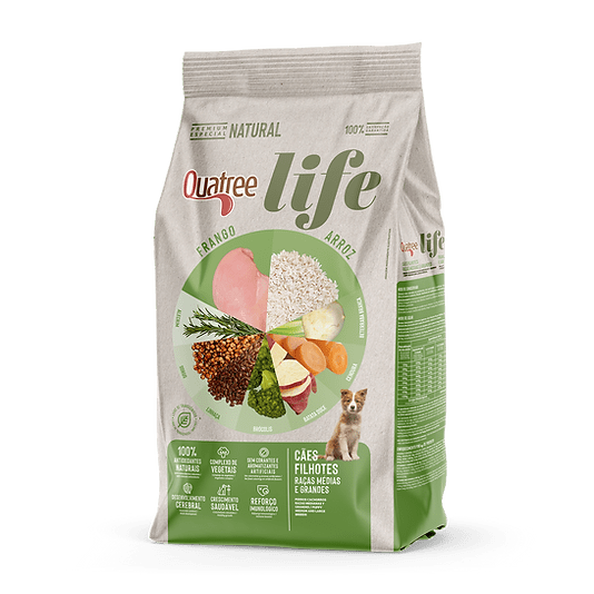 Ração Quatree Life para Cães Filhotes de Porte Médio e Grande Sabor Frango e Arroz - 15kg no