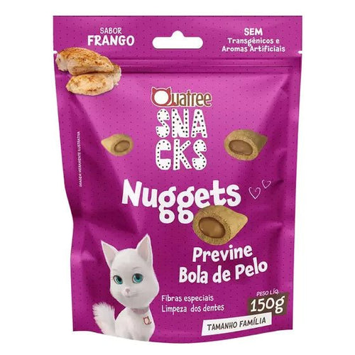 Snack Quatree Nuggets Para Gatos Bola de Pelo Sabor Frango 150g