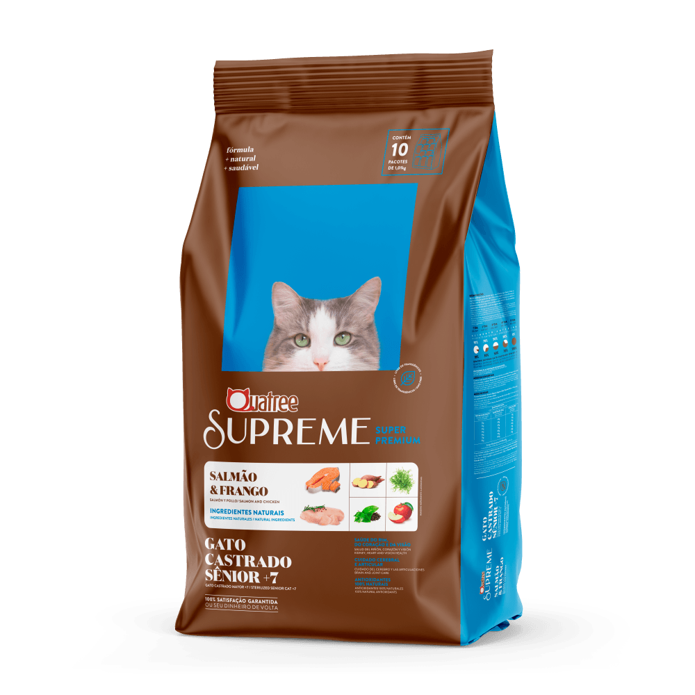 Raçao Quatree Supreme Gatos Castrados Senior 7+ - 1 kg