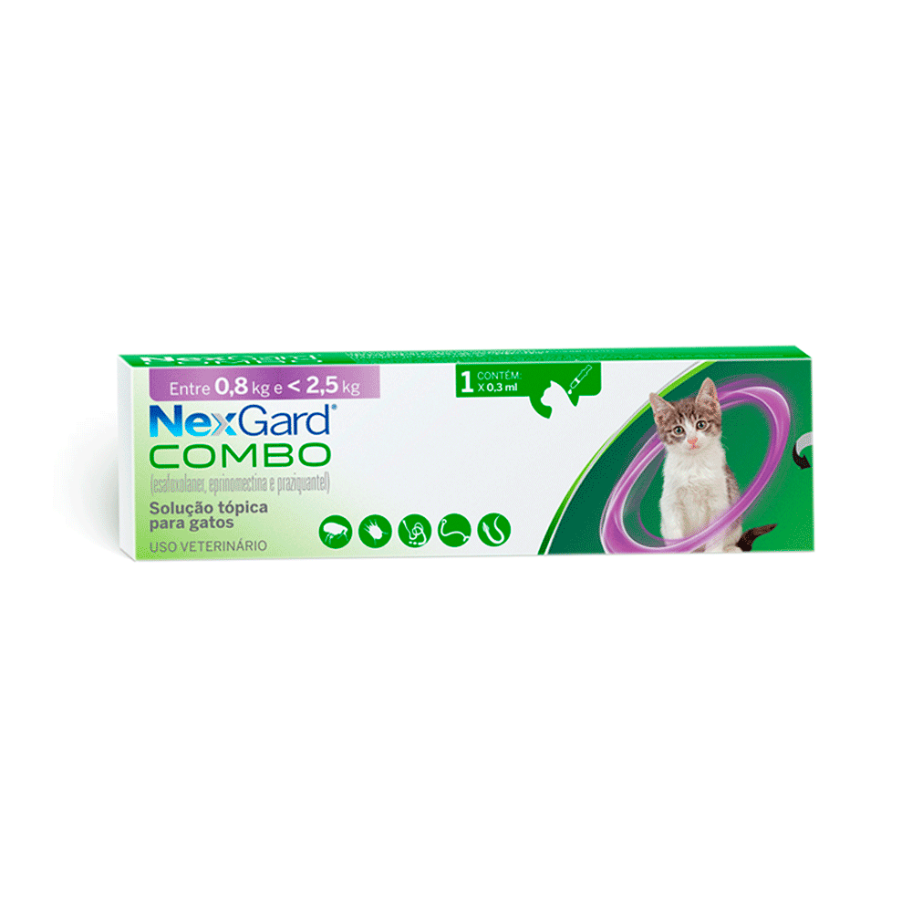 Nexgard Combo Antipulgas, Sarna e Vermífugo para Gatos até 2,5 kg 1 aplicador