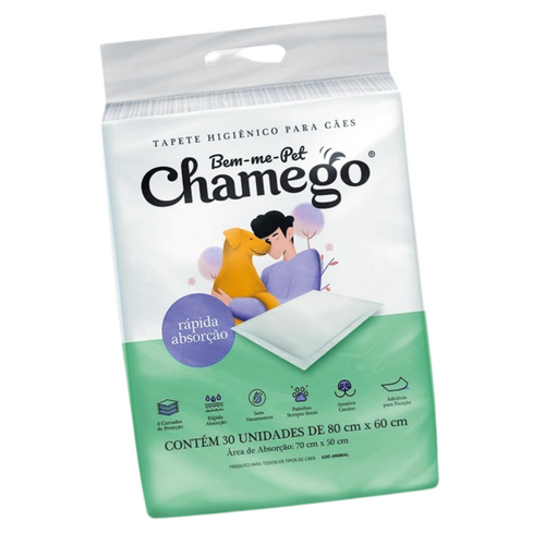 Tapete Higiênico Chamego 80x60cm – 30 Unidades | Rápida Absorção