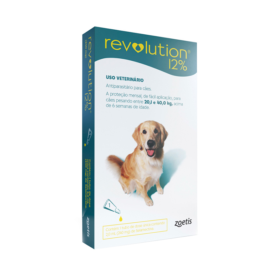 Revolution Zoetis 12% 2ml para Cães de 20,1Kg a 40kg - 1 pipeta