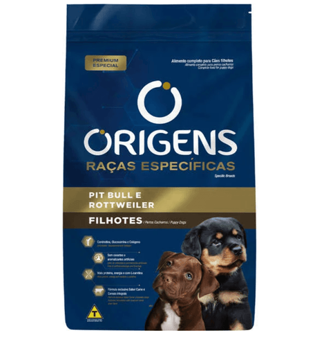 Ração Origens Raças Especificas para Pit Bull e Rottweiler Filhotes 15kg