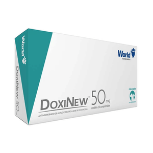 Antimicrobiano DoxiNew World 50mg para Cães de 10kg e Gatos de 3kg