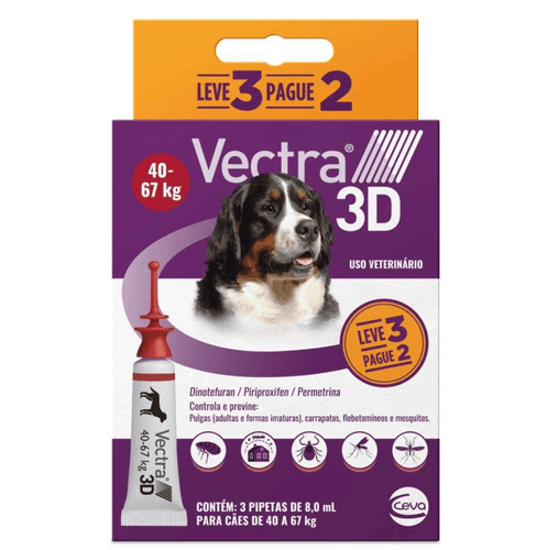Antipulgas e Carrapatos Ceva Vectra 3D para Cães de 40 a 67 Kg