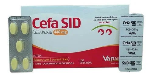 Cefa Sid 440mg Antimicrobiano para Cães e Gatos - 5 comprimidos