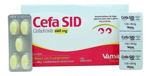 Cefa Sid 660mg Antimicrobiano para Cães e Gatos - 5 comprimidos