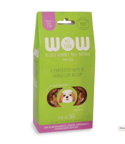 Petisco Natural para Cachorros O Fantástico Peito de Frango com Alecrim 50g - Wow Pet Food