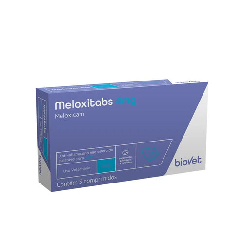 Anti-inflamatório Meloxitabs 4 mg para Cães Biovet 5 comprimidos