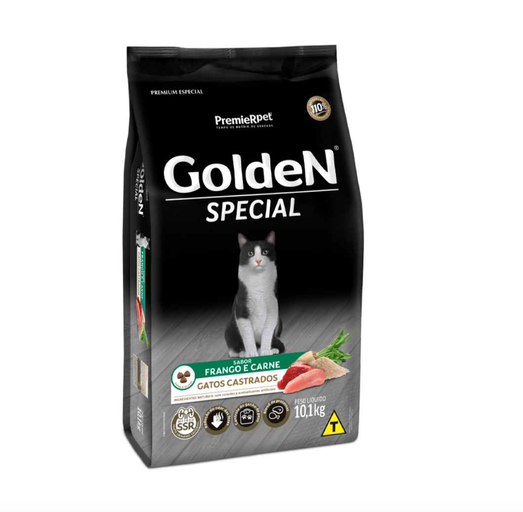 Ração Golden Special para Gatos Castrados Sabor Frango e Carne 10,1 kg