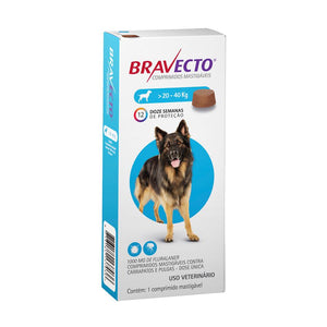 Antipulgas e Carrapatos Bravecto MSD para Cães de 20Kg a 40Kg - Petily