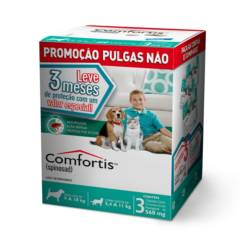 Antipulgas Comfortis Elanco 560mg - Cães de 9 a 18 kg e Gatos de 5,4 a 11kg - Combo