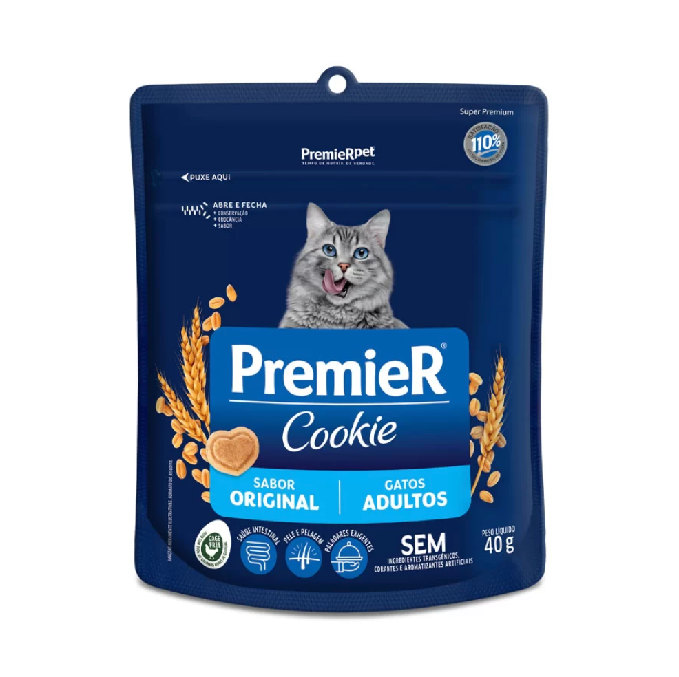 Petisco para Gatos Cookie Premier Sabor Original para Gatos Adultos 40g