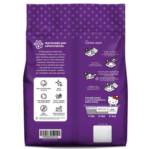 Areia Higiênica Hello Kitty Zero Odor, Biodegradável, Grossa 2 kg