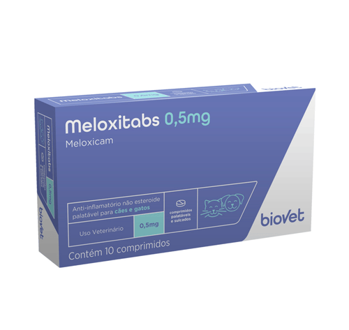 Anti-inflamatório Biovet Meloxitabs para Cães e Gatos 0,5mg - 10 comprimidos
