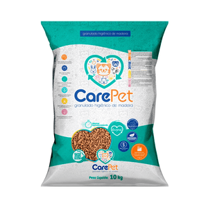 Areia Granulada de Madeira Premium CarePet para Gatos - 10 kg