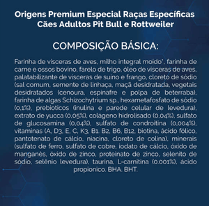 Ração Origens Raças Especificas para Pit Bull e Rottweiler Adultos 15kg