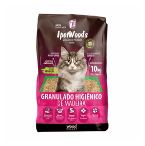 Granulado Higiênico de Madeira para Gatos Ipet Woods